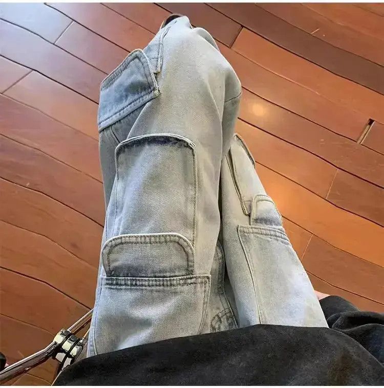 Japanese Brand Retro multi pocket straight leg jeans Size US 32 / EU 48 - 3 Thumbnail