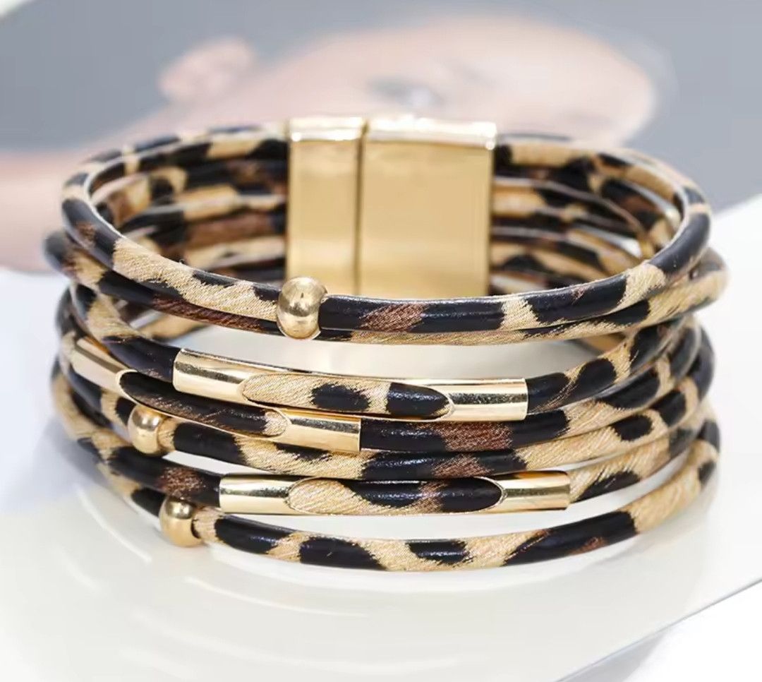 Vintage Leopard Metal Tube Spiral Bracelet Size ONE SIZE - 4 Thumbnail