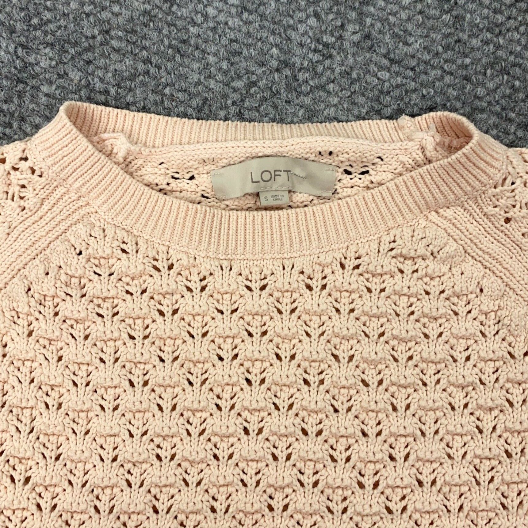 Loft LOFT Sweater Women Small Light Pink Open Knit Scalloped Hem Pullover Size S / US 4 / IT 40 - 3 Thumbnail