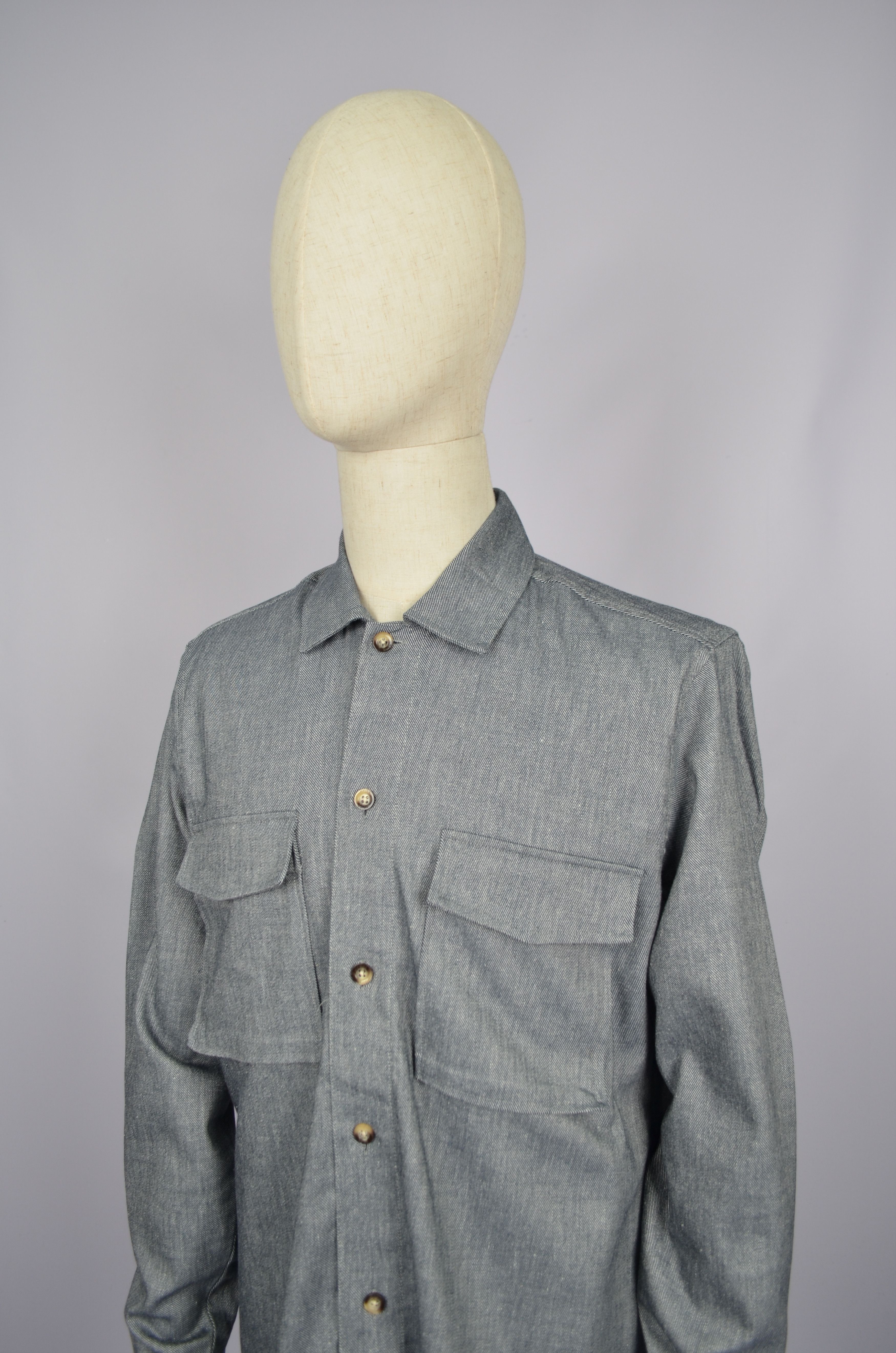 Designer × Reiss Reiss Habanero Chambray Twin Pocket Overshirt Inigo Size L Size US L / EU 52-54 / 3 - 3 Thumbnail