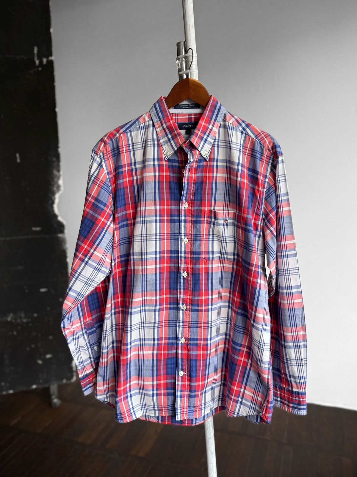 Gant Gant Mens Red Blue Striped Egyptian Cotton Button Down Shirt Size US L / EU 52-54 / 3 - 1 Thumbnail