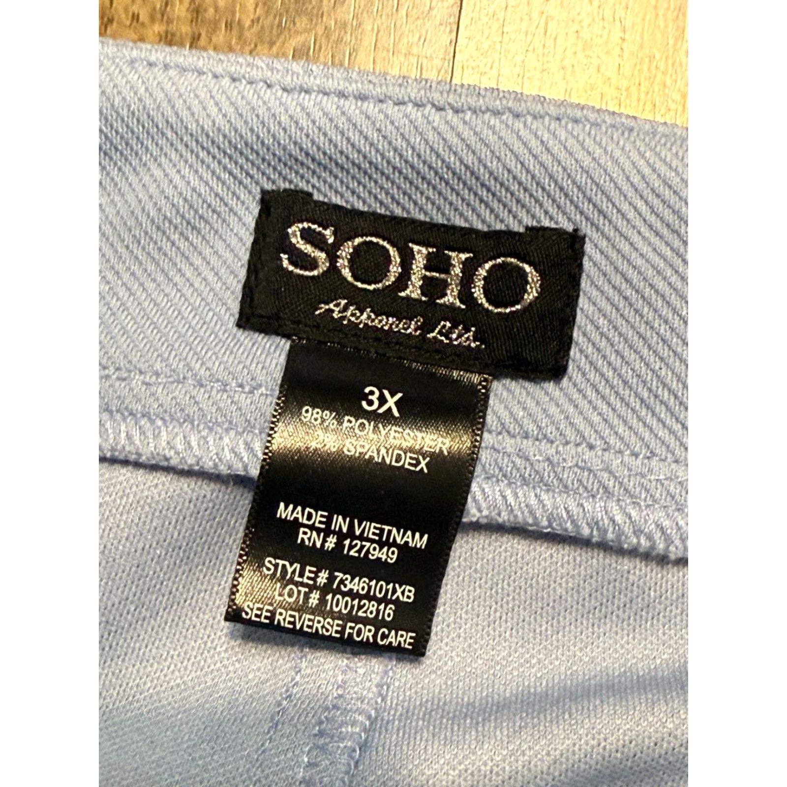Vintage SOHO Pants Women's 3X Blue Light Wash Pull On Zip Pockets Dress Pants Size 40" / US 18 - 4 Thumbnail