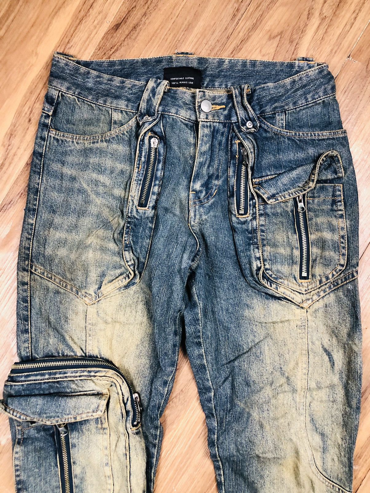 Japanese Brand Lav Y2k Multi-Pocket Cargo Flare Jeans (37) Size US 29 - 3 Thumbnail