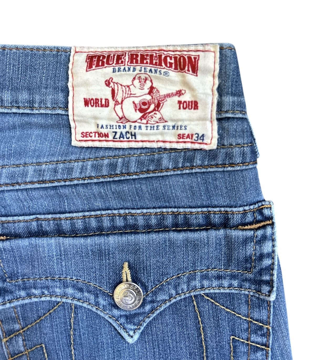 True Religion × Vintage True Religion Blue Zach Relaxed Straight Jeans Size 33x34 Size US 33 - 6 Thumbnail