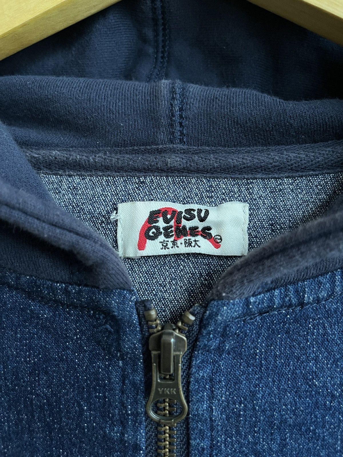 Evisu × Japanese Brand RARE EVISU SEAGULL STRETCH DENIM FLEECE ZIP HOOD JACKET Size US S / EU 44-46 / 1 - 3 Thumbnail