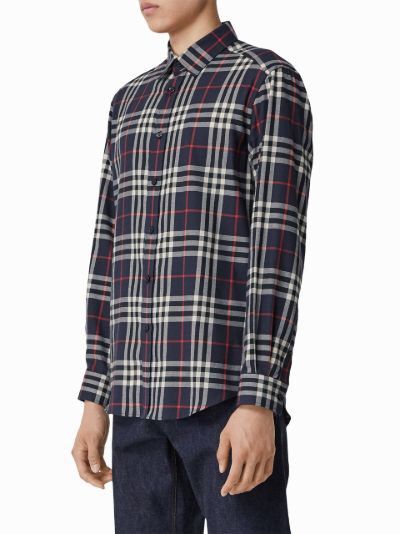 Burberry Burberrys Plaid Cotton Overprint Logo Long Sleeve Shirt Size US L / EU 52-54 / 3 - 9 Thumbnail