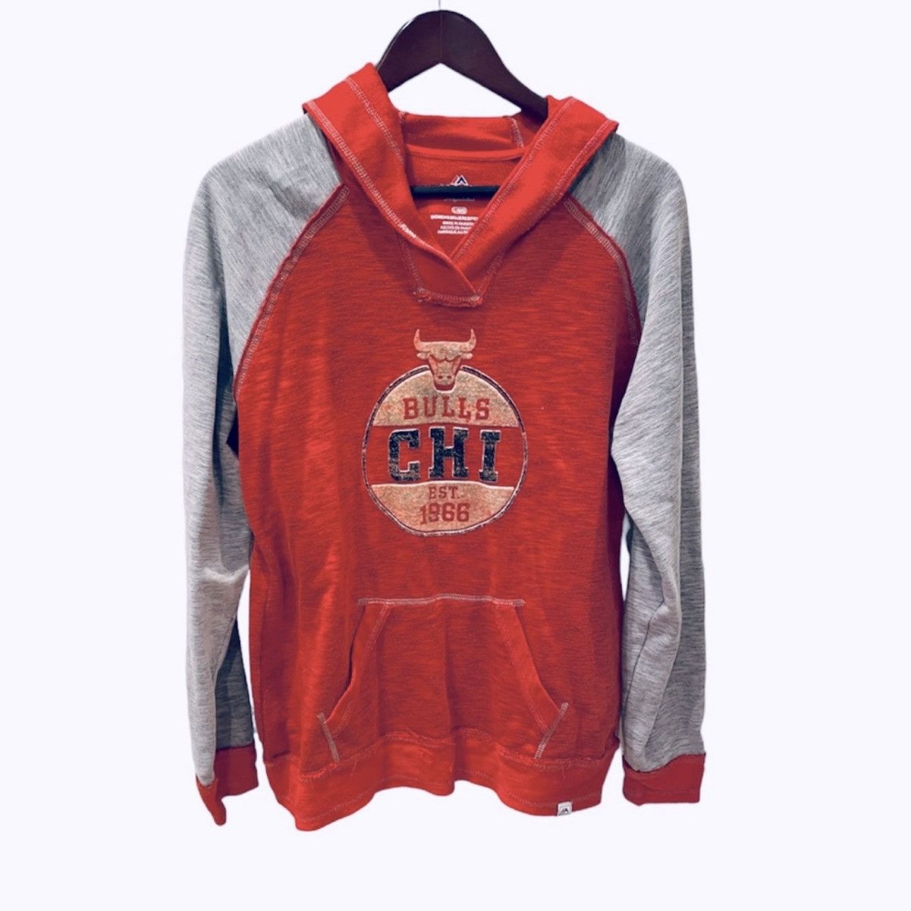 Majestic Retro Chicago Bulls Sweatshirt Hoodie Red Gray L Size L / US 10 / IT 46 - 1 Thumbnail