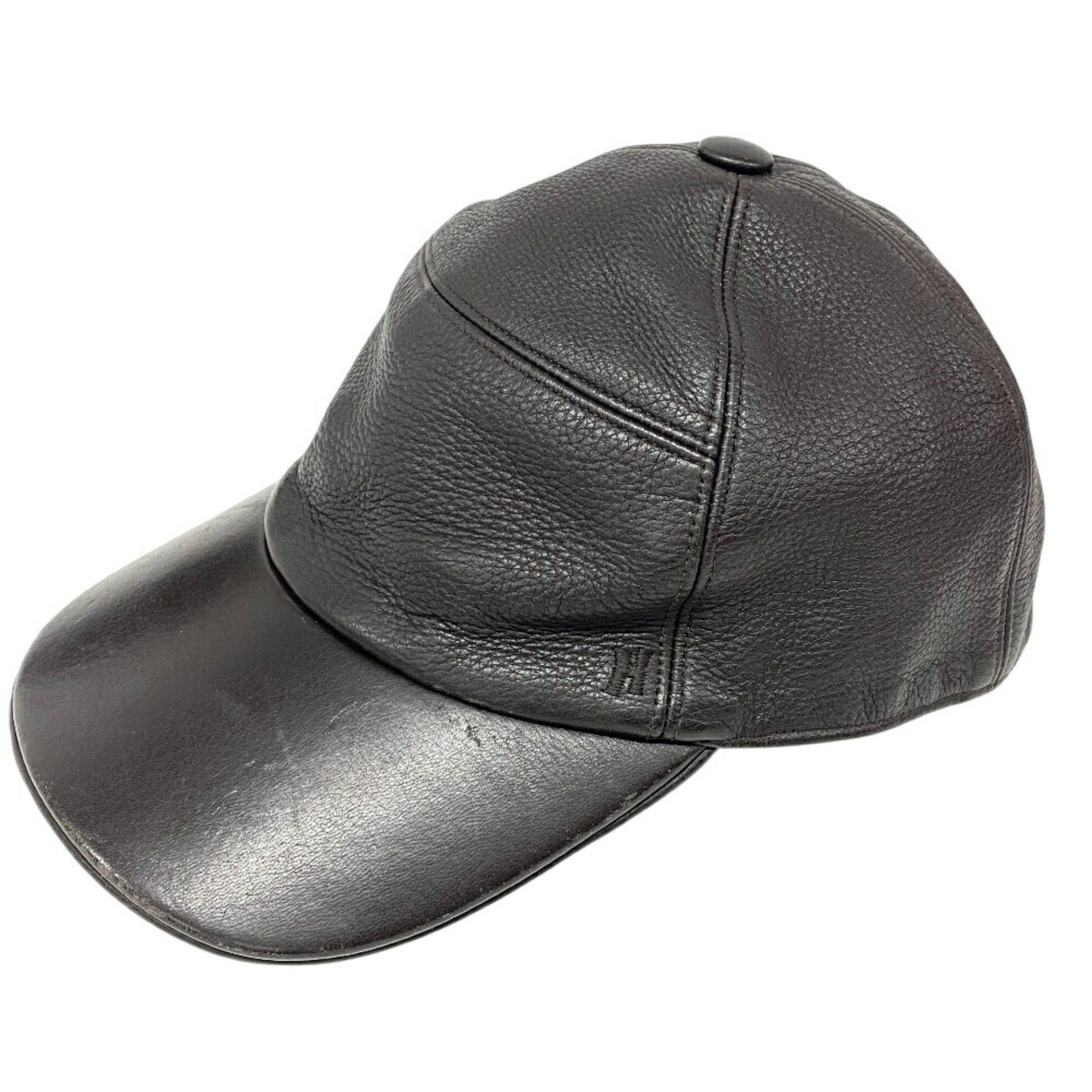 Hermes Embroidered Cap Brown Mens