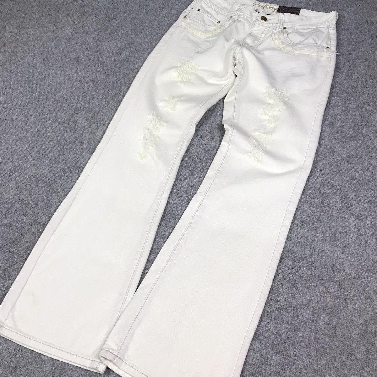 If Six Was Nine × Japanese Brand × Tornado Mart SNUFF DENIM JAPAN STYLE DISTRESSED BOOTCUT PANTS Size US 32 / EU 48 - 4 Thumbnail