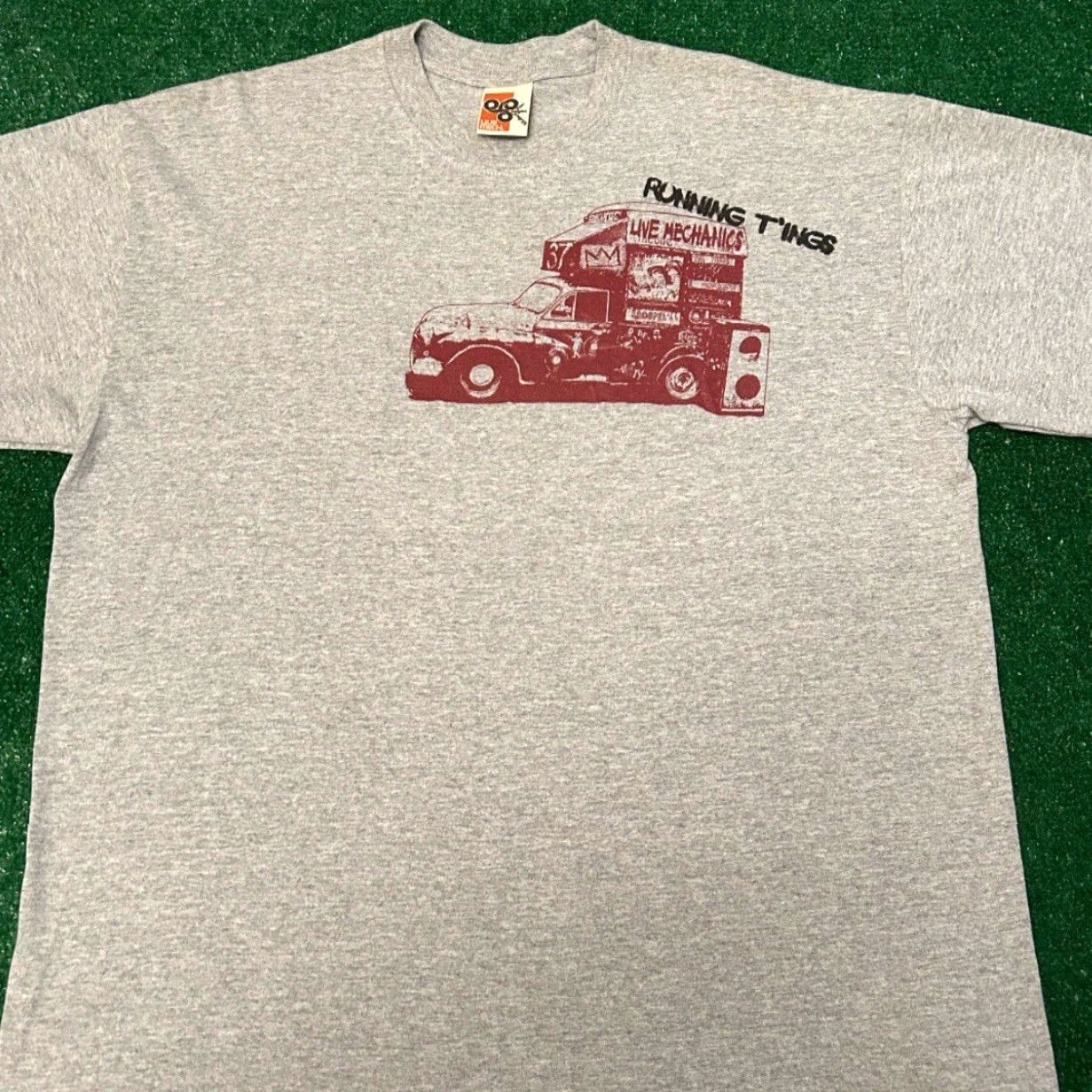 Olive VINTAGE Live Mech T-Shirt Mens L Gray 90s Y2K Hip Hop Skater Skate Rap Grunge Punk USA Mens Size US L / EU 52-54 / 3 - 5 Thumbnail