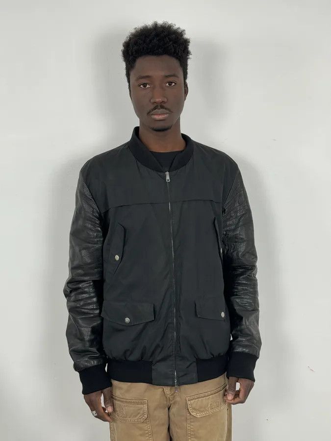 Gucci Gucci Black Leather & Nylon Bomber Jacket Size US M / EU 48-50 / 2 - 2 Thumbnail