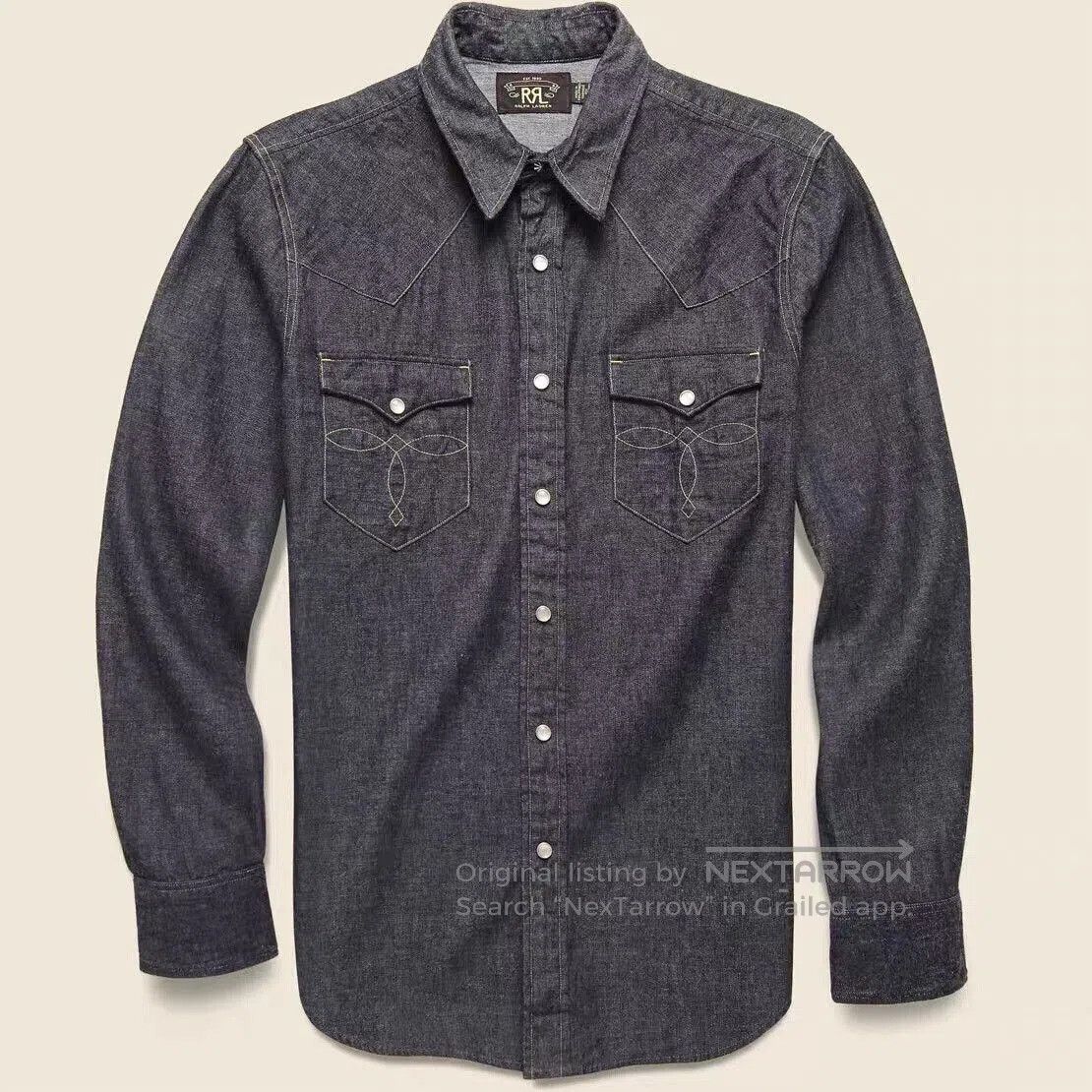 RRL Ralph Lauren RRL Denim Western Long Sleeve Shirt. Size US M / EU 48-50 / 2 - 3 Thumbnail