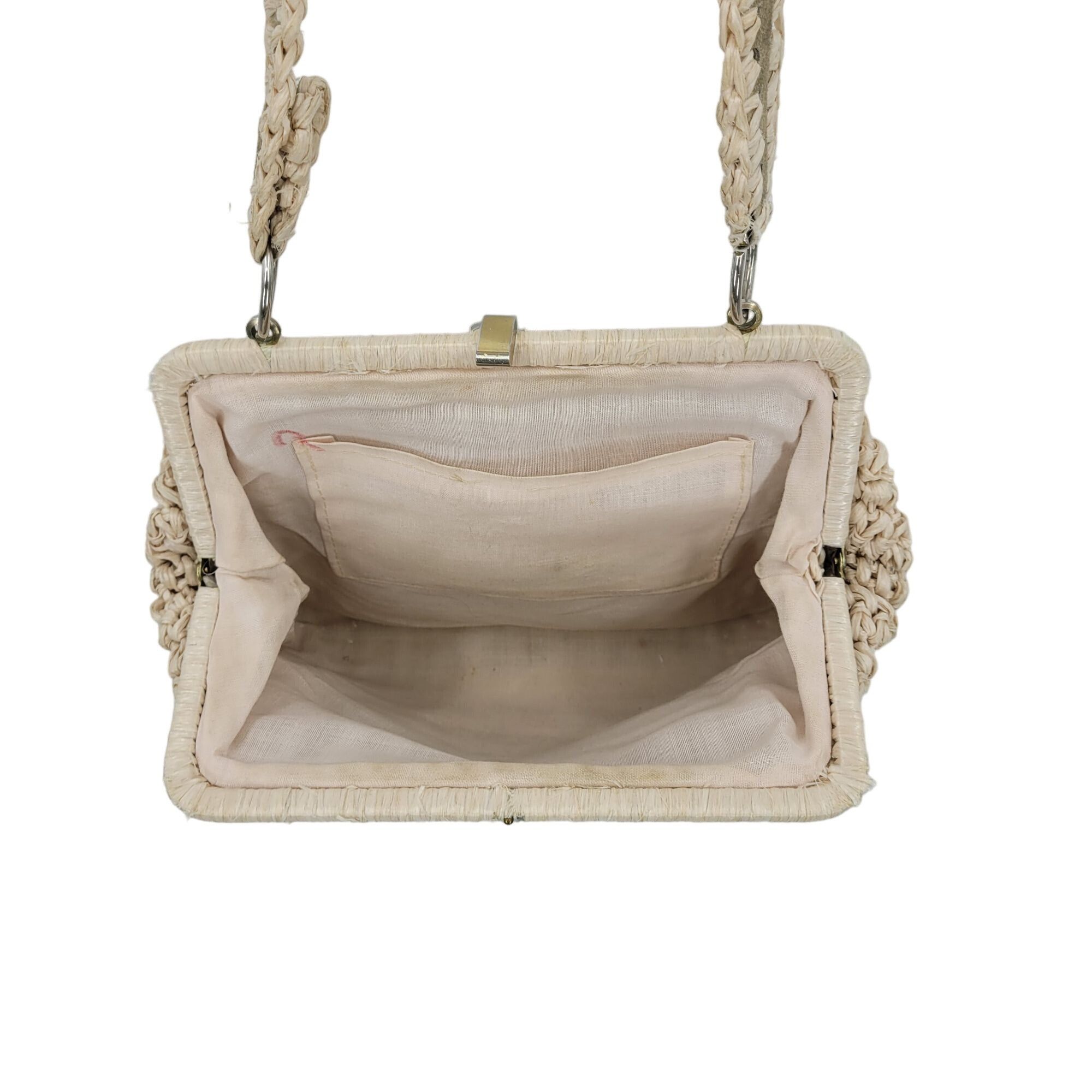 Vintage Vintage Handmade Crochet Macrame Straw Suede Shoulder Bag P Size ONE SIZE - 8 Thumbnail