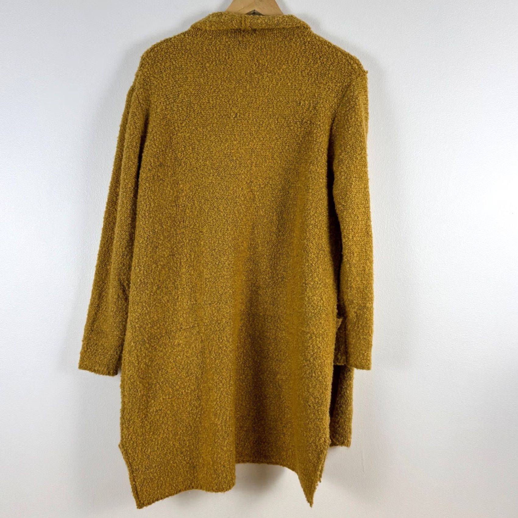 Vintage Angie Cardigan Sweater Open Front M Wool Blend Mustard Yellow Knit Size M / US 6-8 / IT 42-44 - 2 Thumbnail