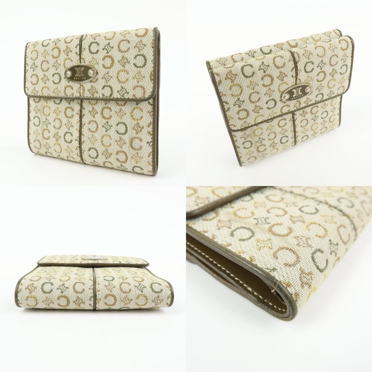 Celine Celine Macadam Canvas & Leather Compact Wallet Beige Size ONE SIZE - 3 Thumbnail