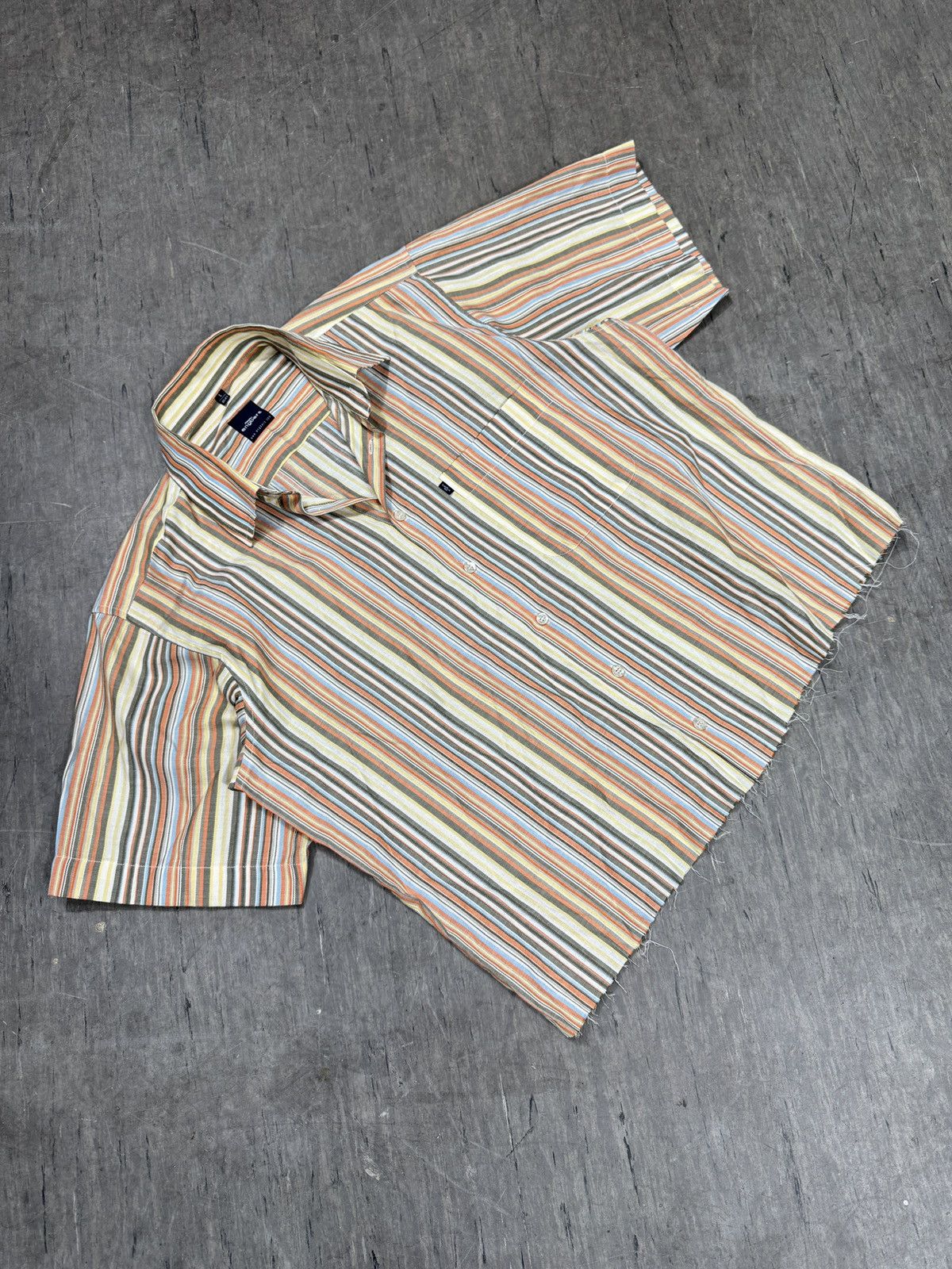 Japanese Brand × Kapital ᶠᵃⁿᶜʸᵍᵘʸBOXY Trashed Shirt Vintage Cropped Button Up 90s 80 Size US M / EU 48-50 / 2 - 1 Thumbnail