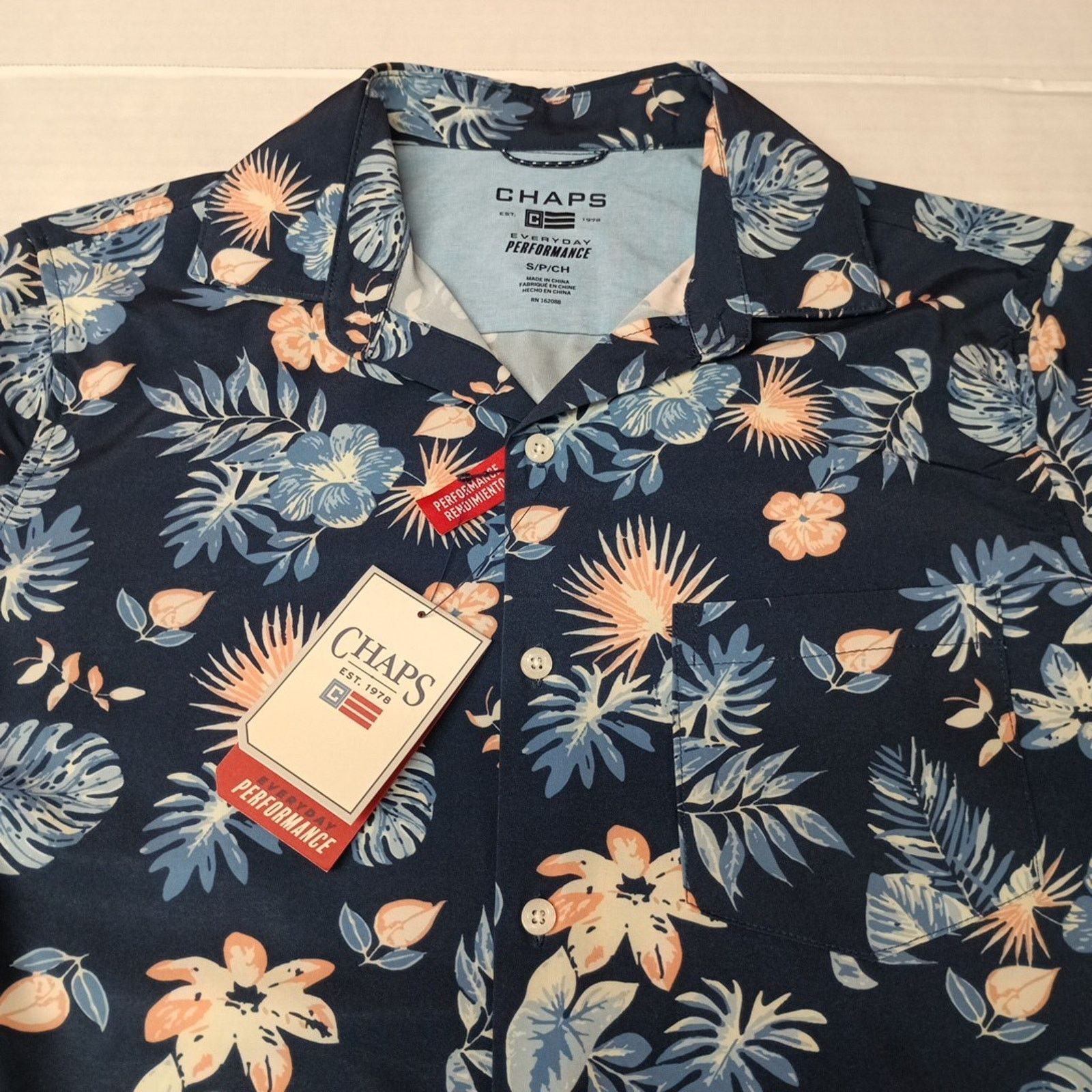 Chaps Chaps Woven Shirt Men's Size S Blue Floral Stretch UPF 50 Size US S / EU 44-46 / 1 - 2 Thumbnail