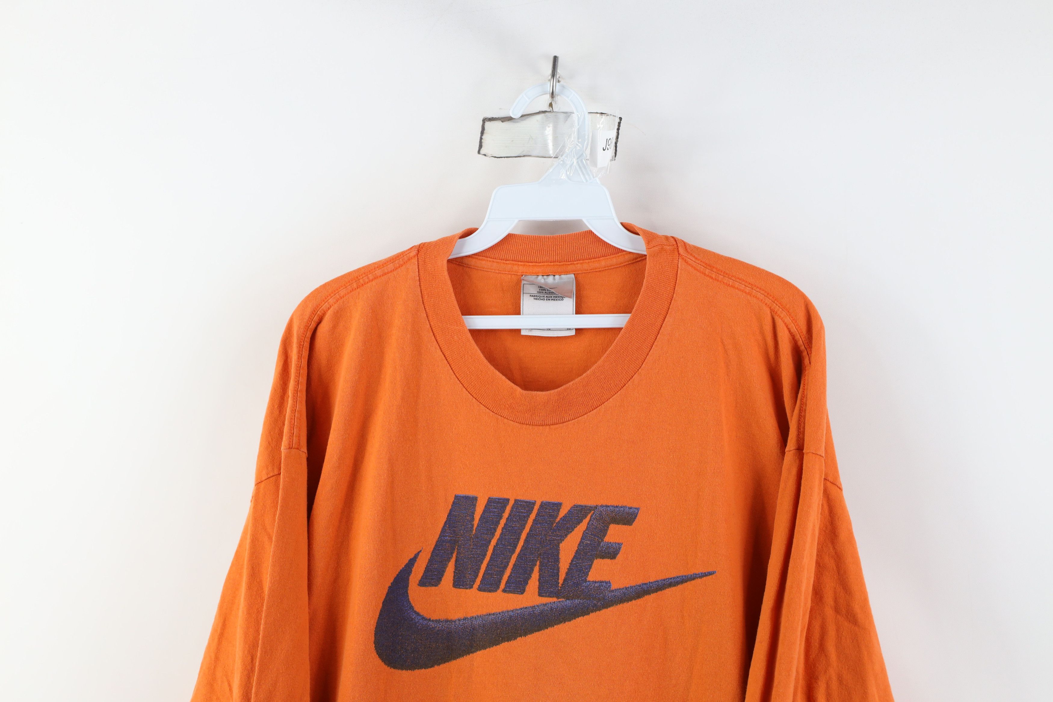 Nike Vintage Y2K Nike Center Swoosh Long Sleeve T-Shirt Orange Size US XL / EU 56 / 4 - 2 Thumbnail