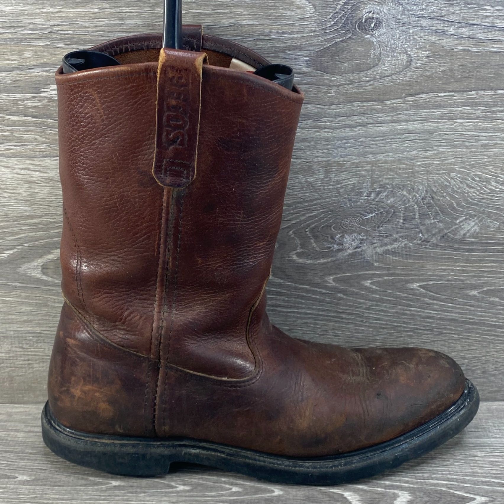 Red Wing VINTAGE Red Wing Pecos Boots Mens 11 Brown Leather Pull On Round Toe Supersole Work 1132 - Made in the USA - Western style Mens Boots Size US 11 / EU 44 - 2 Thumbnail