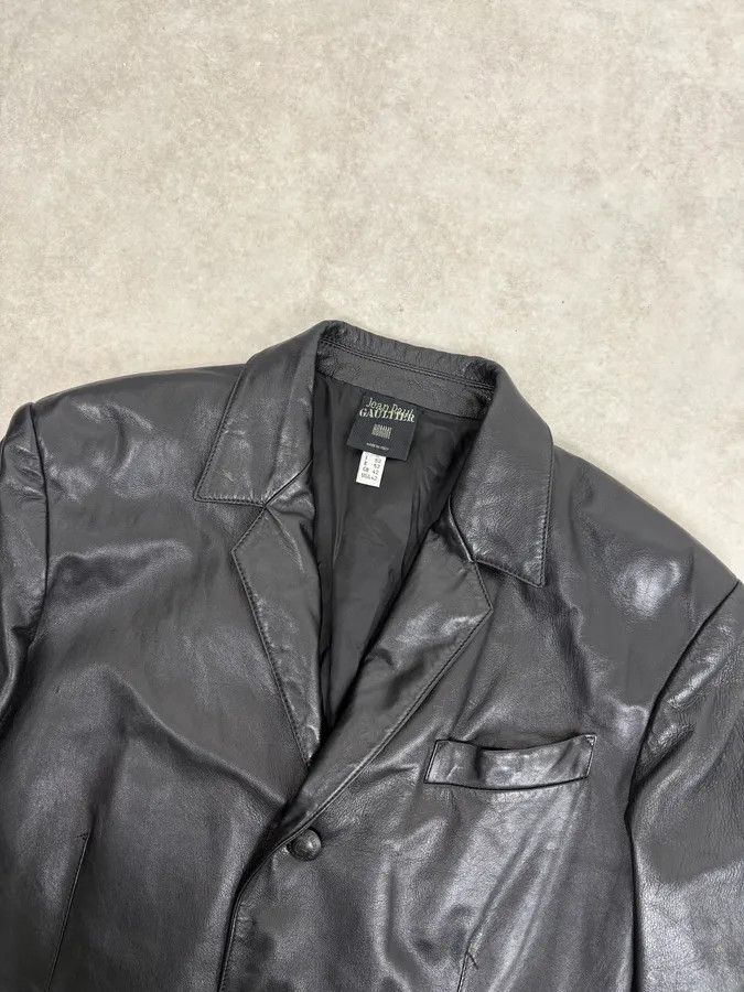 Jean Paul Gaultier 2000s Jean Paul Gaultier Black Premium Leather Long Coat Size US L / EU 52-54 / 3 - 4 Thumbnail