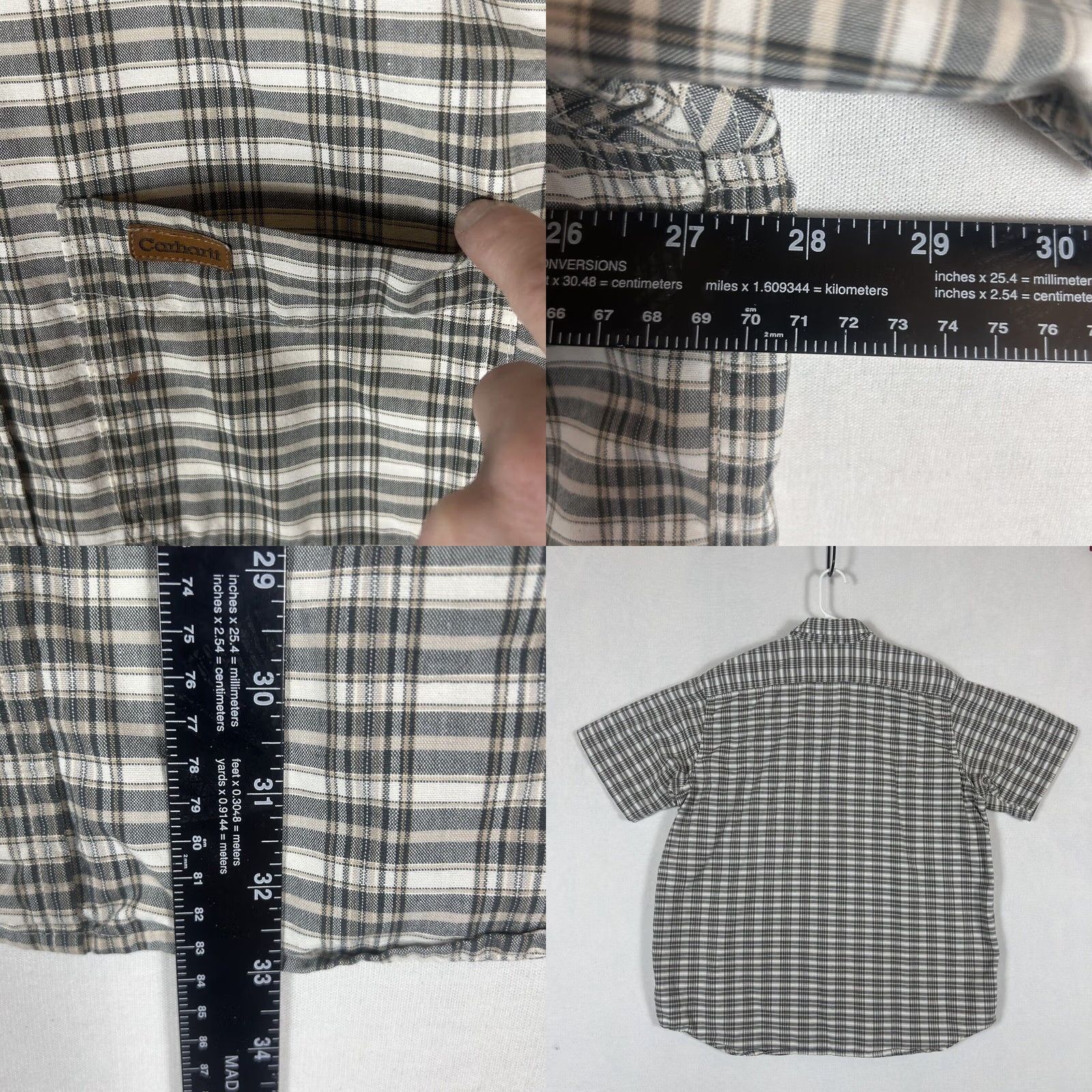Carhartt Carhartt Mens Paint Stained Plaid Button Up Shirt 2XL Short Sleeve Workwear Tan Regular Size Thick Cotton Button-Down Collar Mens Size US XXL / EU 58 / 5 - 8 Thumbnail