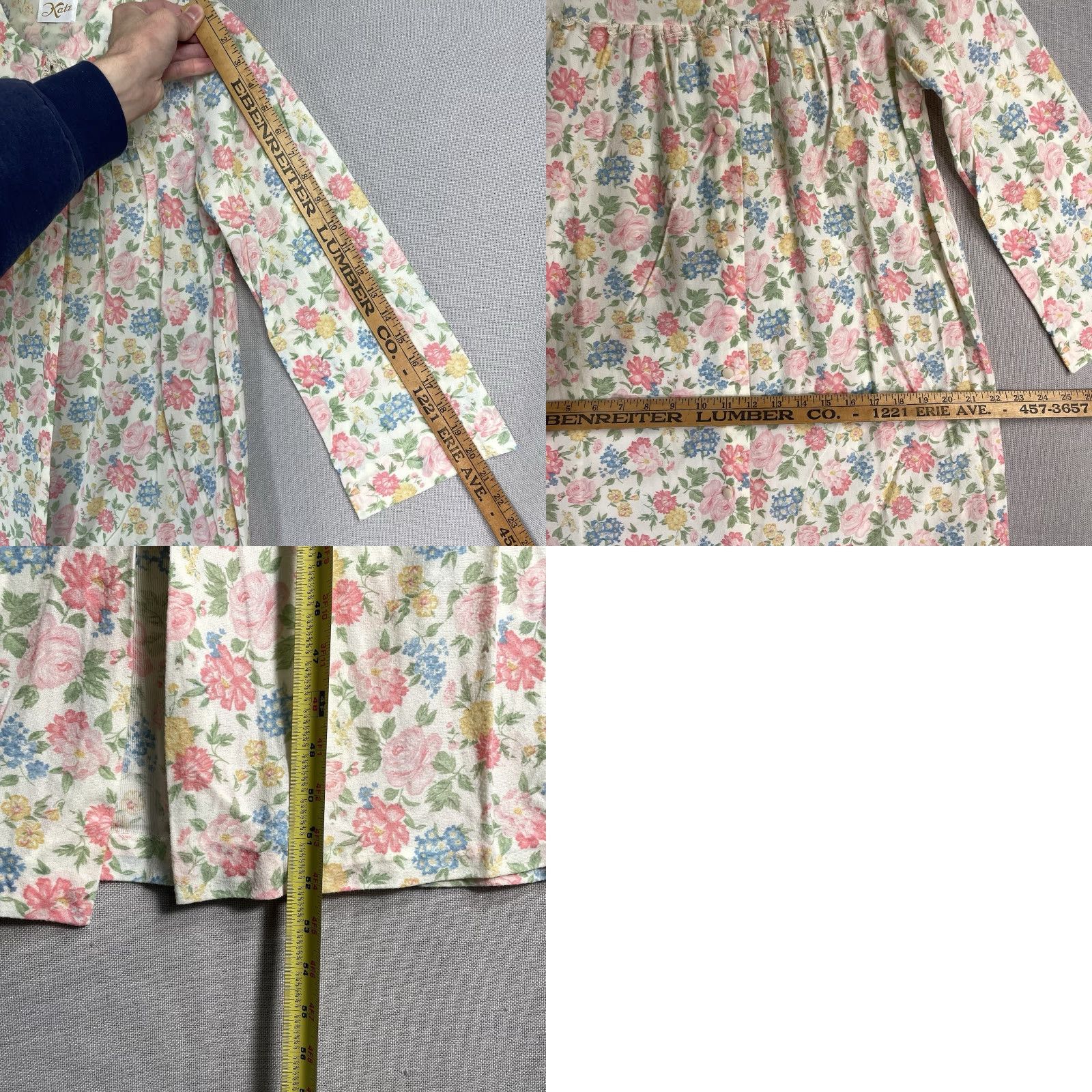 Vintage VINTAGE Katz Nightgown Small Floral Flannel Roses Coat Ruffle Lace 70s Size ONE SIZE - 9 Thumbnail