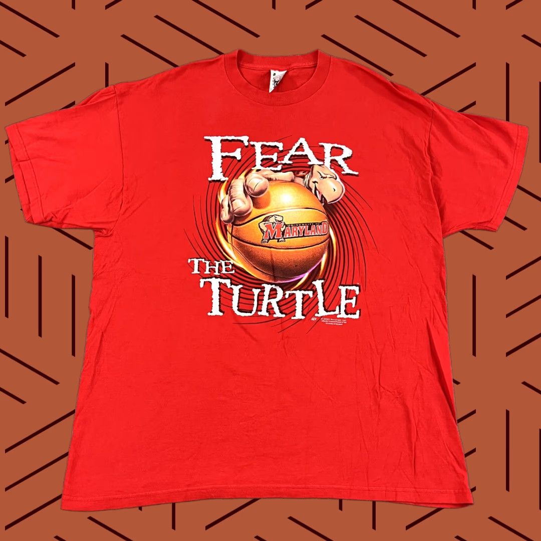 Fruit Of The Loom VINTAGE UNIVERSITY OF MARYLAND Shirt Mens 2XL Red Terrapins Turtle Graphic T Y2K University Mens Shirt 2XL Red Graphic Print Cotton Size US XXL / EU 58 / 5 - 1 Thumbnail