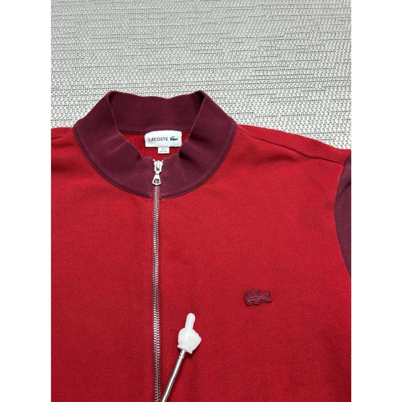 Lacoste Lacoste Jacket Mens XXL Red Cotton Textured Knit Colorblock Full Zip Training Jacket Size US XXL / EU 58 / 5 - 4 Thumbnail