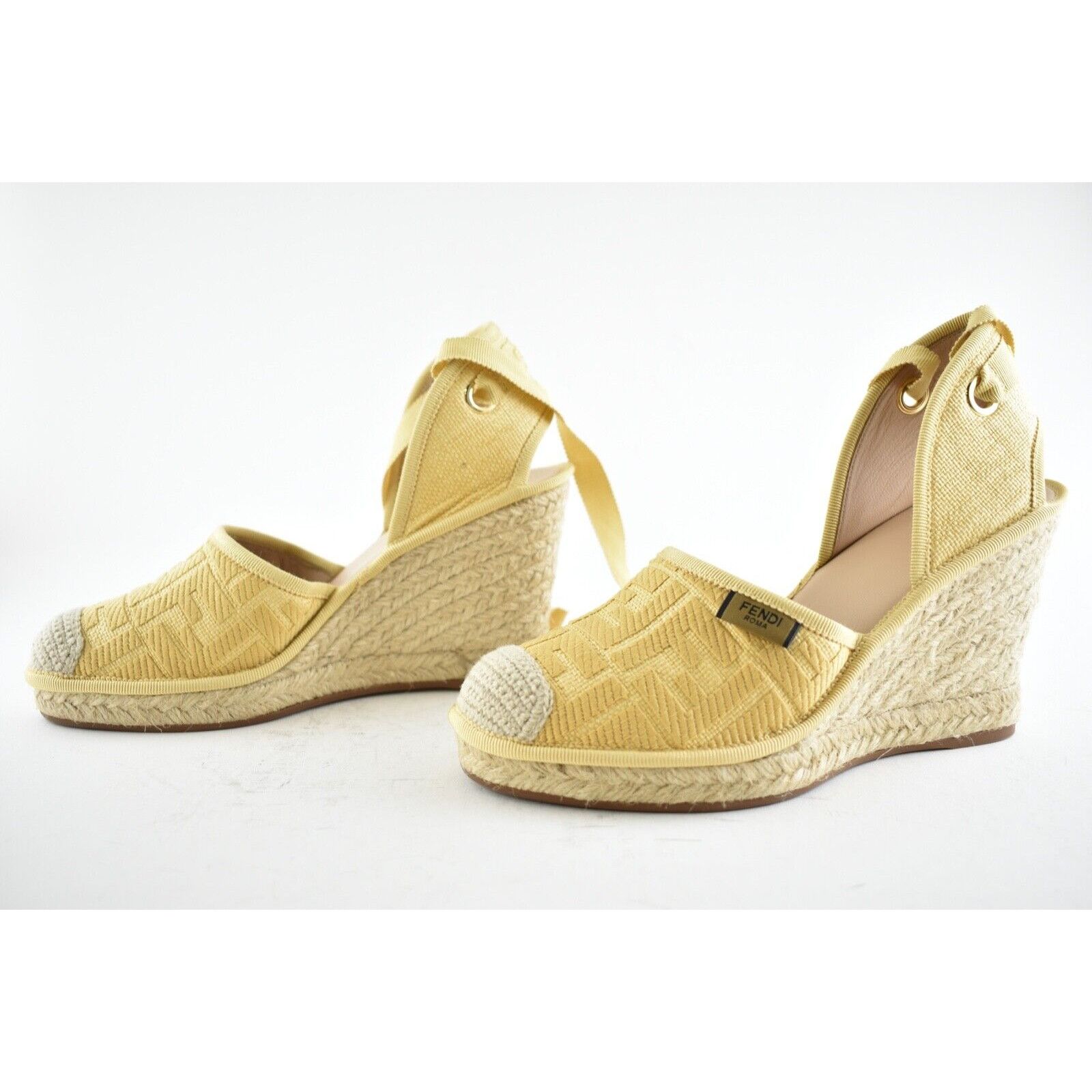 Fendi Roma FF Logo Ankle Strap Lace Up Sandal Wedge Heel 36.5 Size US 6.5 / IT 36.5 - 10 Thumbnail