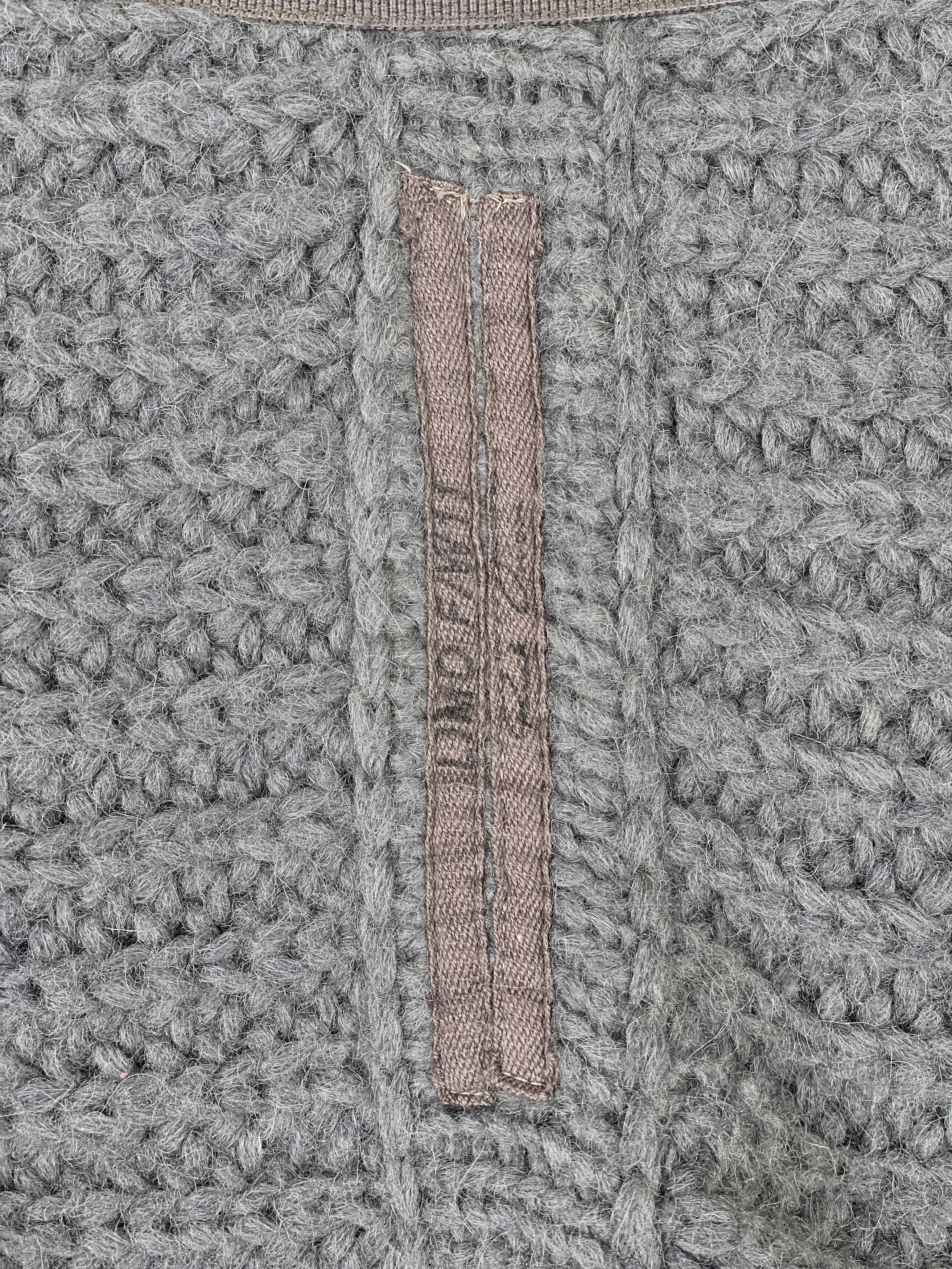 Rick Owens Rick Owens AW11 Limo Leather Sleeve Knit Waterfall Cardigan Size L / US 10 / IT 46 - 8 Thumbnail