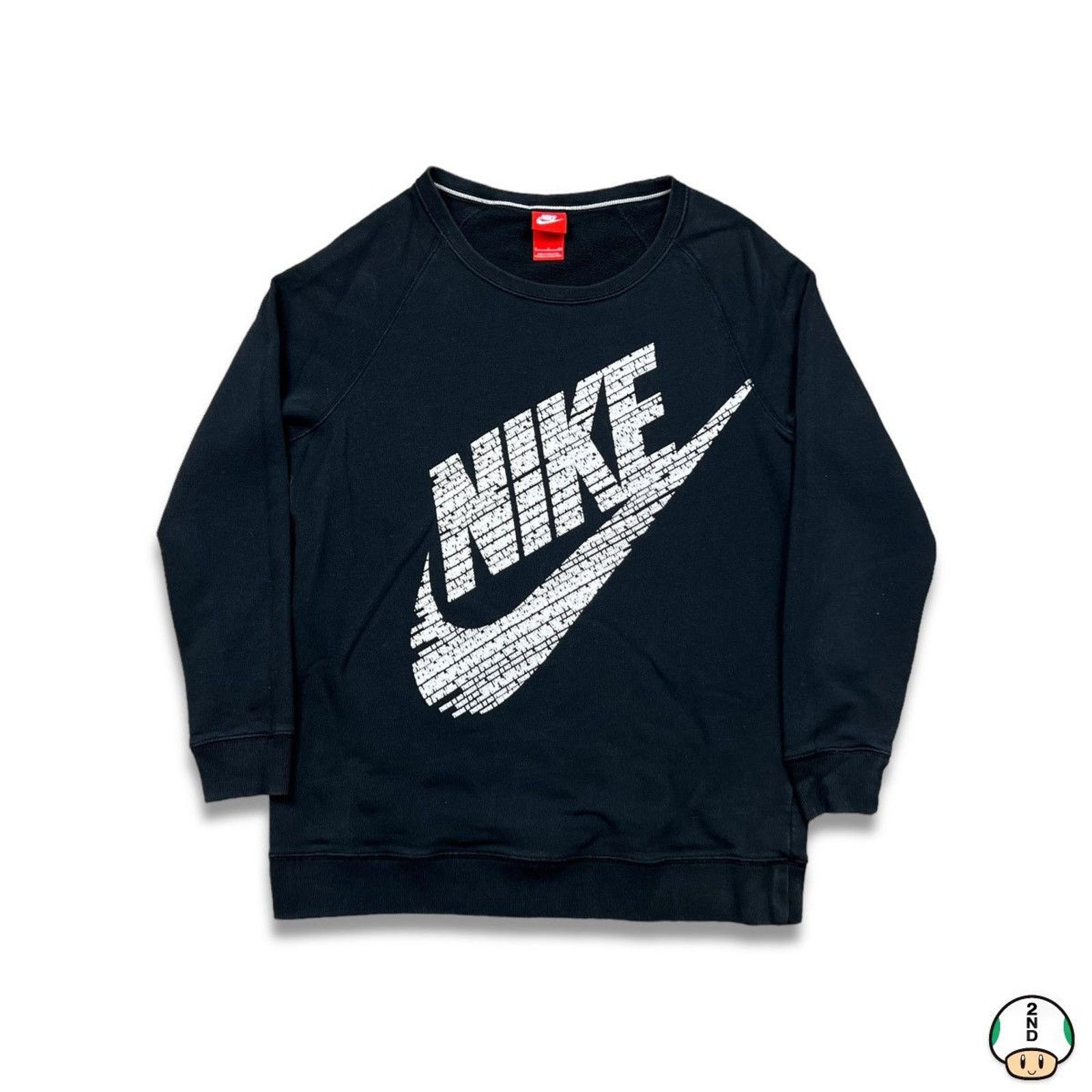 Nike × Vintage Nike Sportswear Sweatshirt Small Black Big Swoosh Pullover Size US S / EU 44-46 / 1 - 1 Thumbnail
