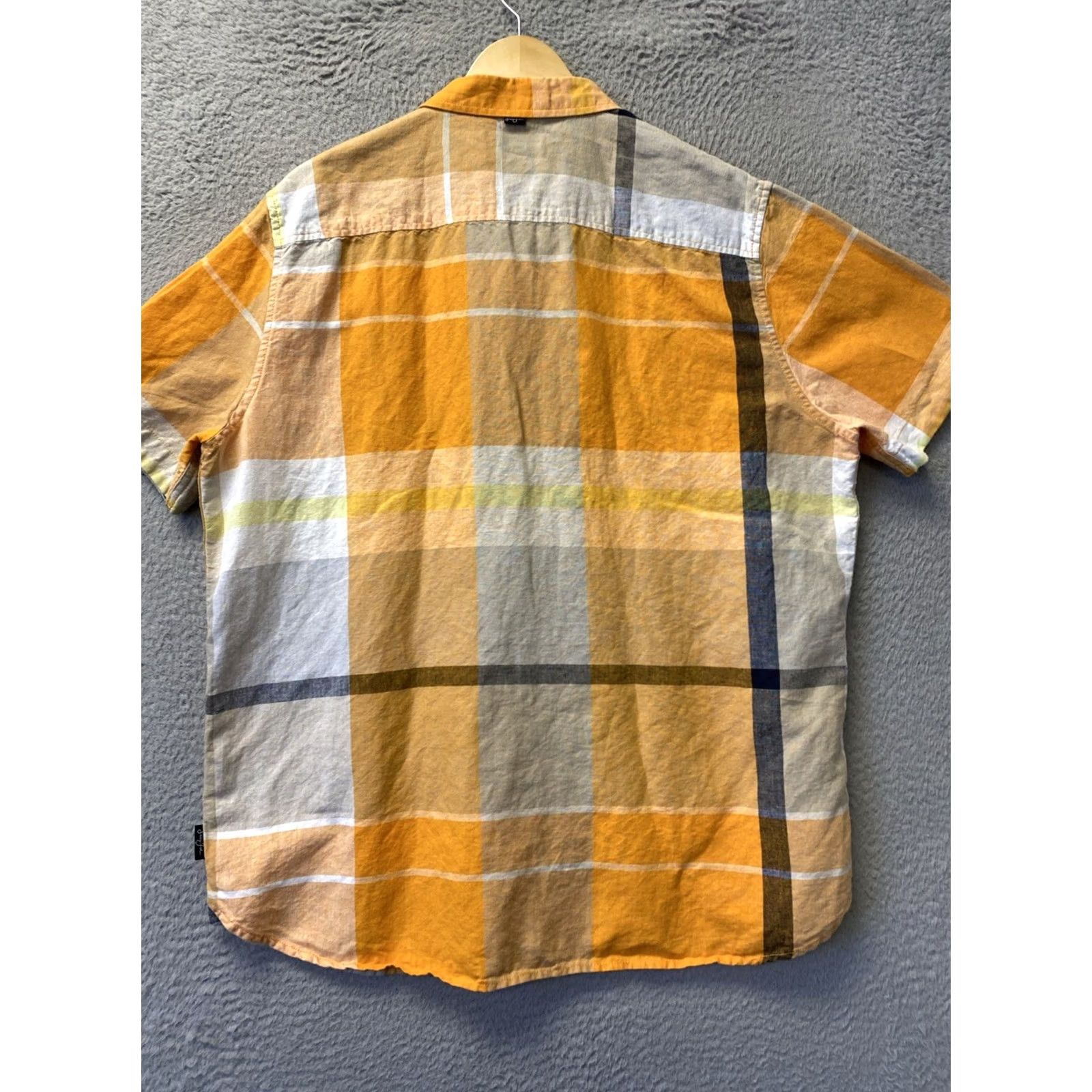 Sean John Sean John Men's XXL White Orange Plaid Short Sleeve Button-Down Shirt Size US XXL / EU 58 / 5 - 7 Thumbnail