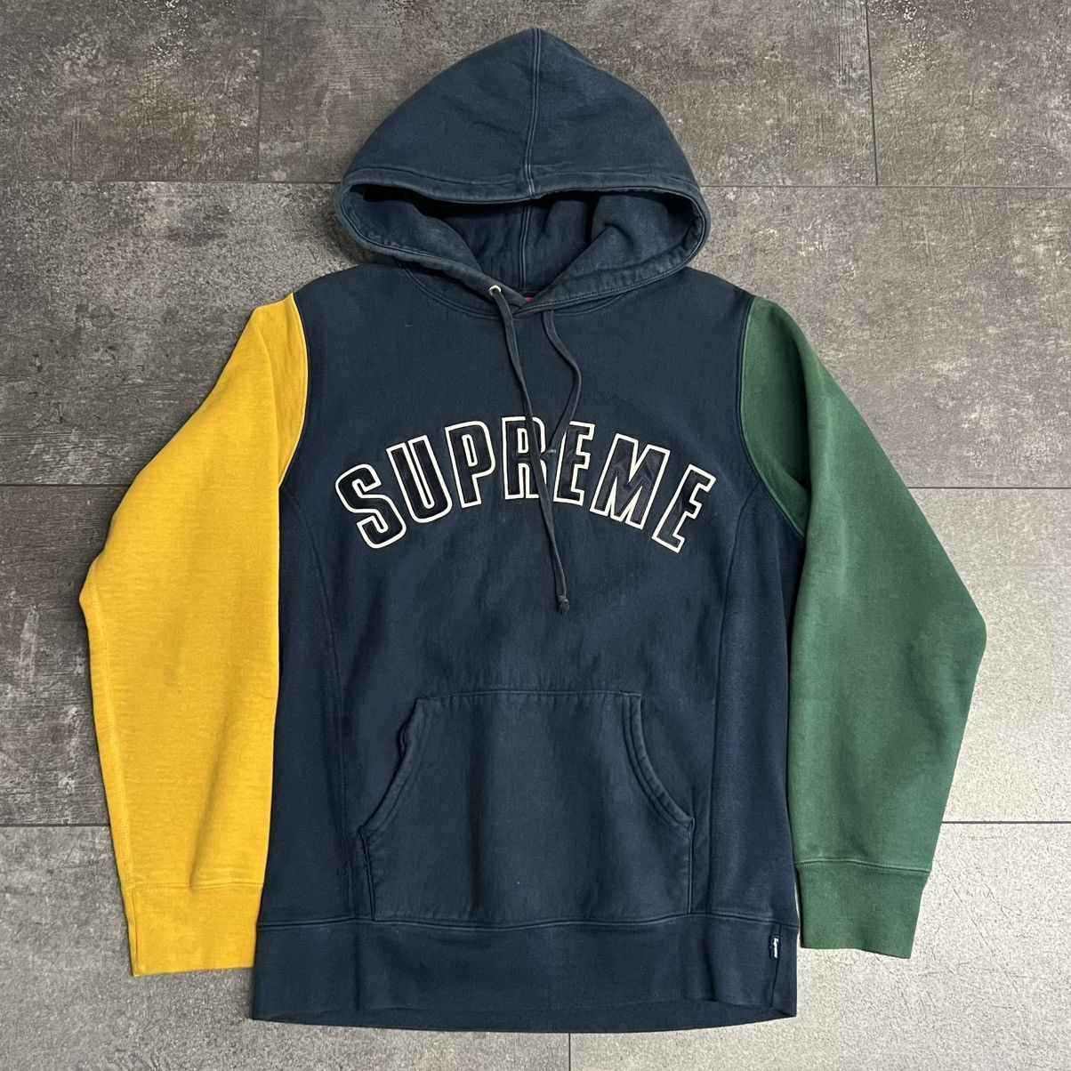 Supreme Supreme Chenille Arc Logo Hooded Sweatshirt Navy | Grailed