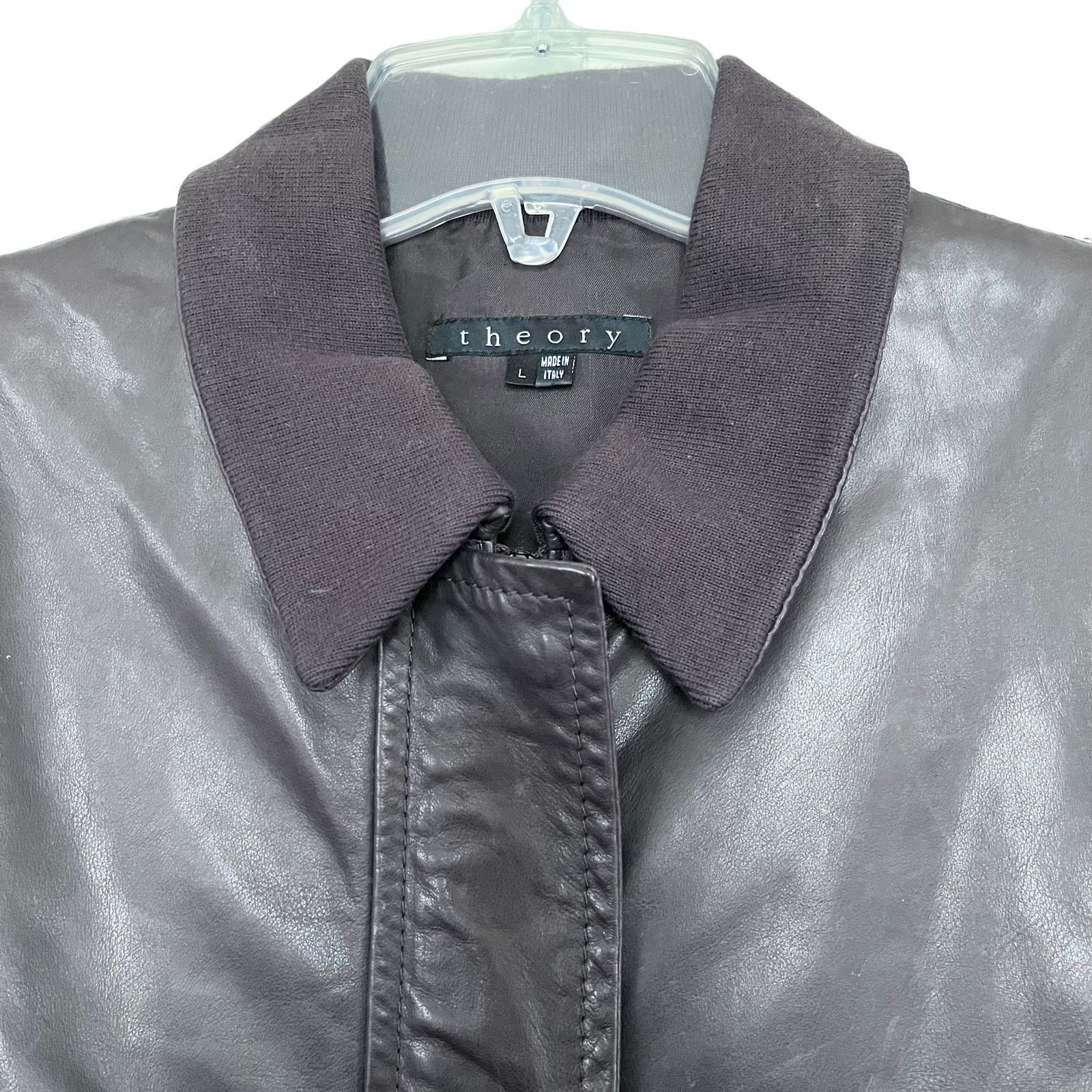 Theory Theory Leather Full Zip Seam Sealed Bomber Jacket Brown Size US L / EU 52-54 / 3 - 3 Thumbnail