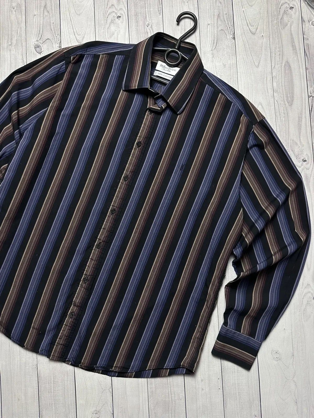 Yves Saint Laurent Vintage Yves Saint Laurent striped multicolour shirt logo L Size US L / EU 52-54 / 3 - 2 Thumbnail