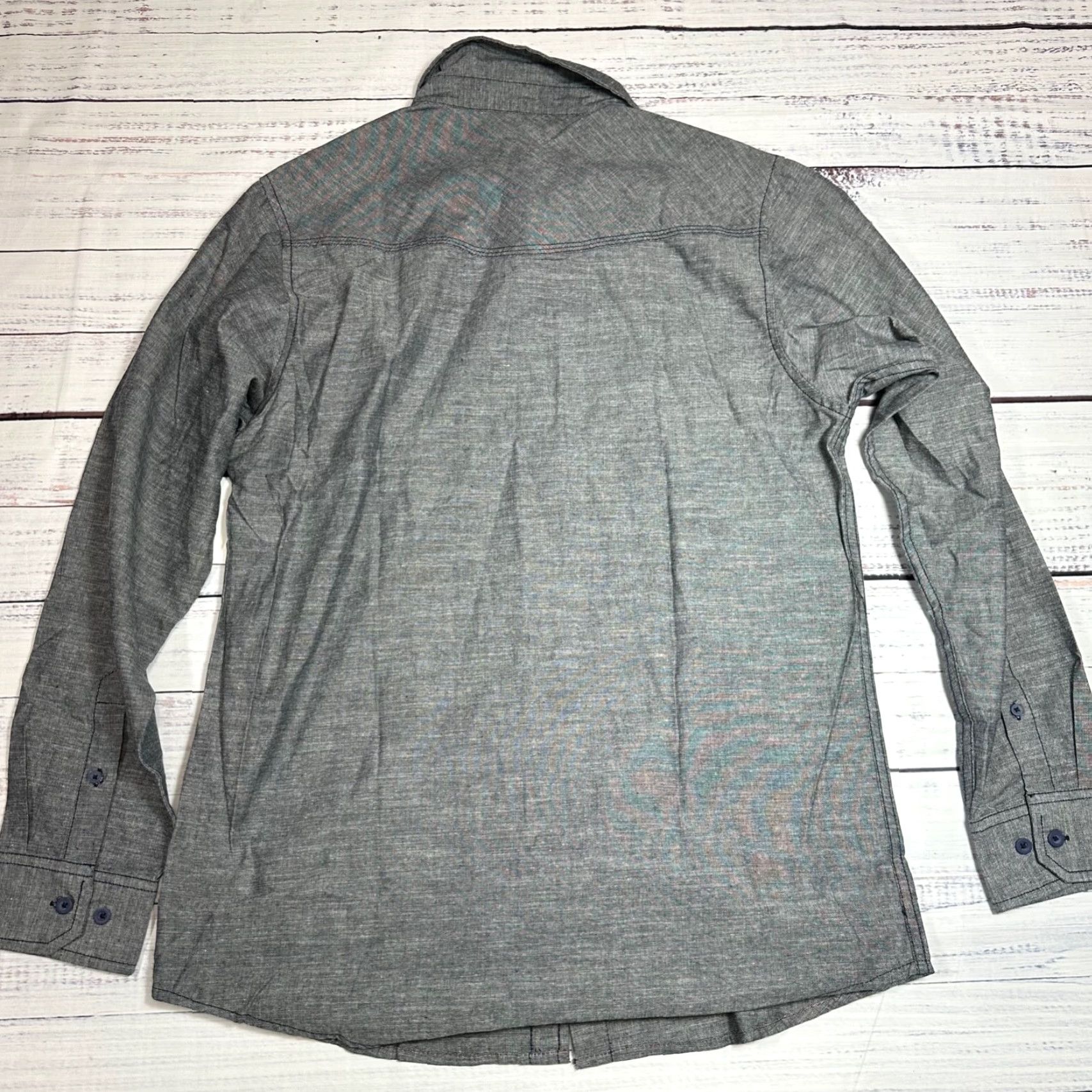 Burnside Burnside Mens Long Sleeve Button-Up Shirt Sz M Gray Cotton New Size US M / EU 48-50 / 2 - 4 Thumbnail