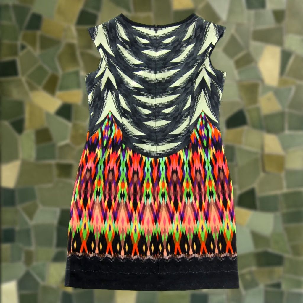 Pinko ILE New York Dress Geometric Sleeveless Tank Tunic Shift 12 Black Pink Green Size XL / US 12-14 / IT 48-50 - 1 Thumbnail