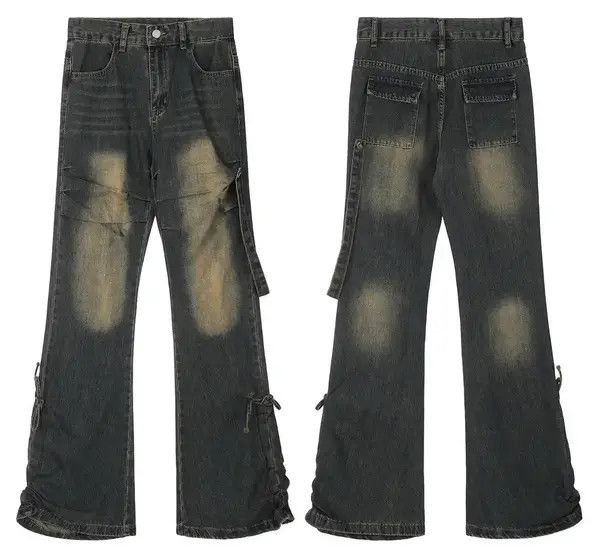 Japanese Brand Unisex Y2K Stacked Baggy Flare Jeans Size US 33 - 4 Thumbnail