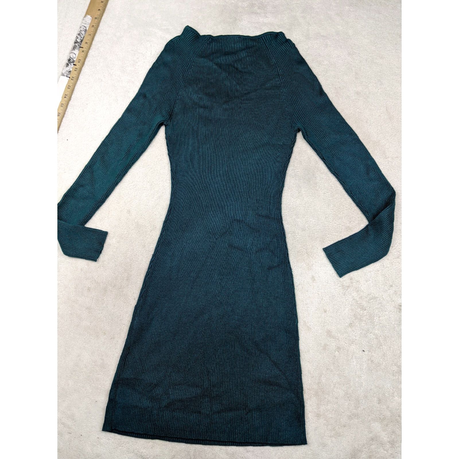 Abercrombie & Fitch Abercrombie & Fitch Women Tall LT Teal Blue Ribbed knit bodycon cutout long sleeve Size L / US 10 / IT 46 - 7 Thumbnail