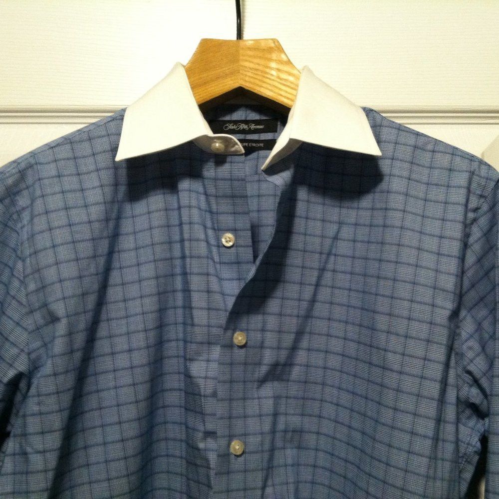 Saks Fifth Avenue SAKS FIFTH AVENUE MEN'S COTTON DRESS SHIRT 15.5/32-33 Size US M / EU 48-50 / 2 - 2 Thumbnail