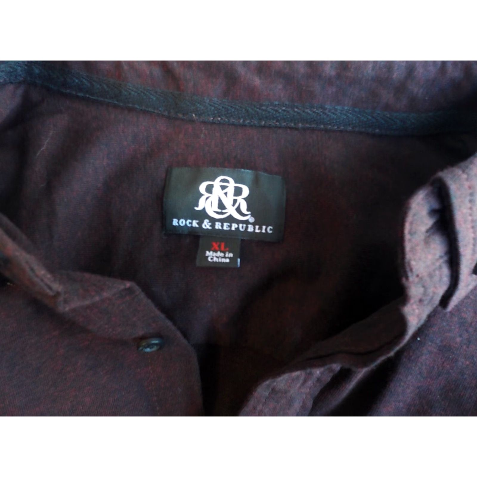 Vintage ROCK & REPUBLIC LS Ultra Comfort Stretch Button Down Shirt XL Cabernet/Black Cotton Blend NWT Men’s Button-Up Cotton Blend Shirt Size US XL / EU 56 / 4 - 5 Thumbnail