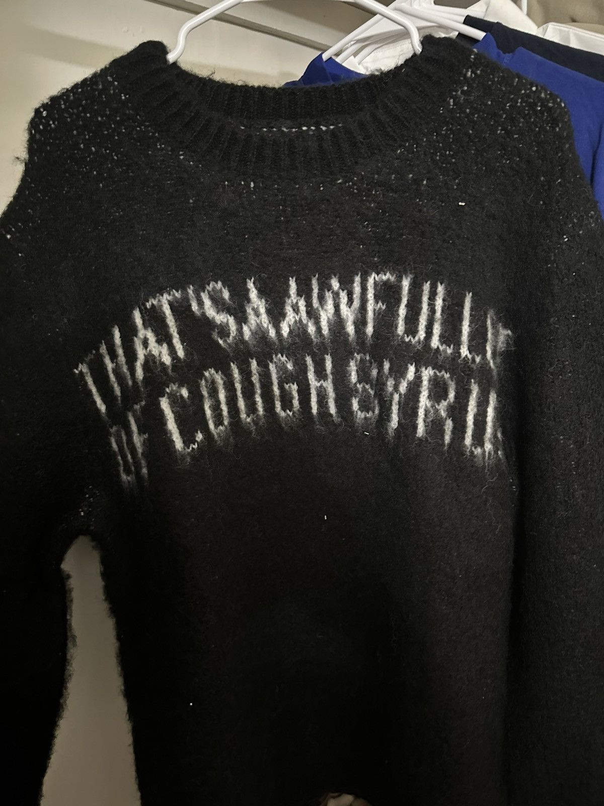 Awful Lot of Cough Syrup Black Mohair Sweater Size US L / EU 52-54 / 3 - 3 Thumbnail