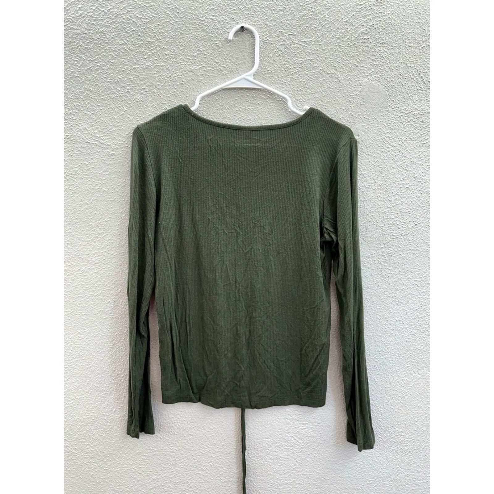 Vintage Love Charm Womens Shirt Green Ribbed Long Sleeve Button-Up V-Neck XL Size L / US 10 / IT 46 - 6 Thumbnail