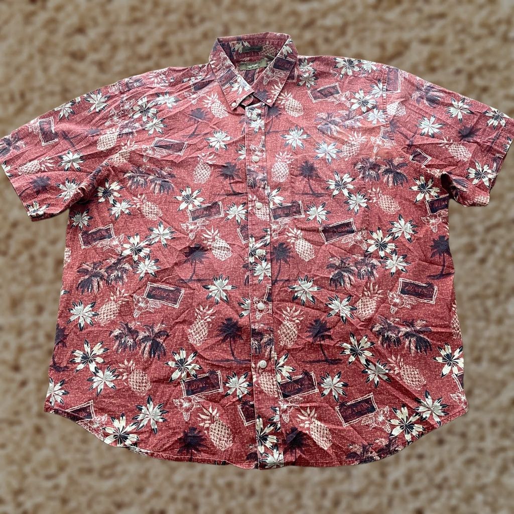 Vintage VINTAGE Natural Issue Shirt Mens XL Red Hawaiian Pineapple Palm Tree Floral Wrinkle Free Size US XL / EU 56 / 4 - 1 Thumbnail
