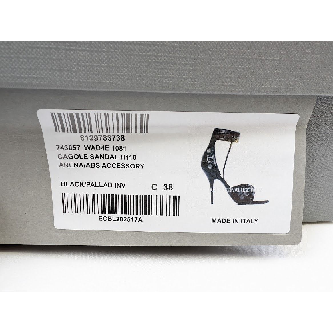 Balenciaga o1rshd1 Arena ABS Cagole Sandal H110 in Black/Aged Nikel Size US 8 / IT 38 - 23 Thumbnail