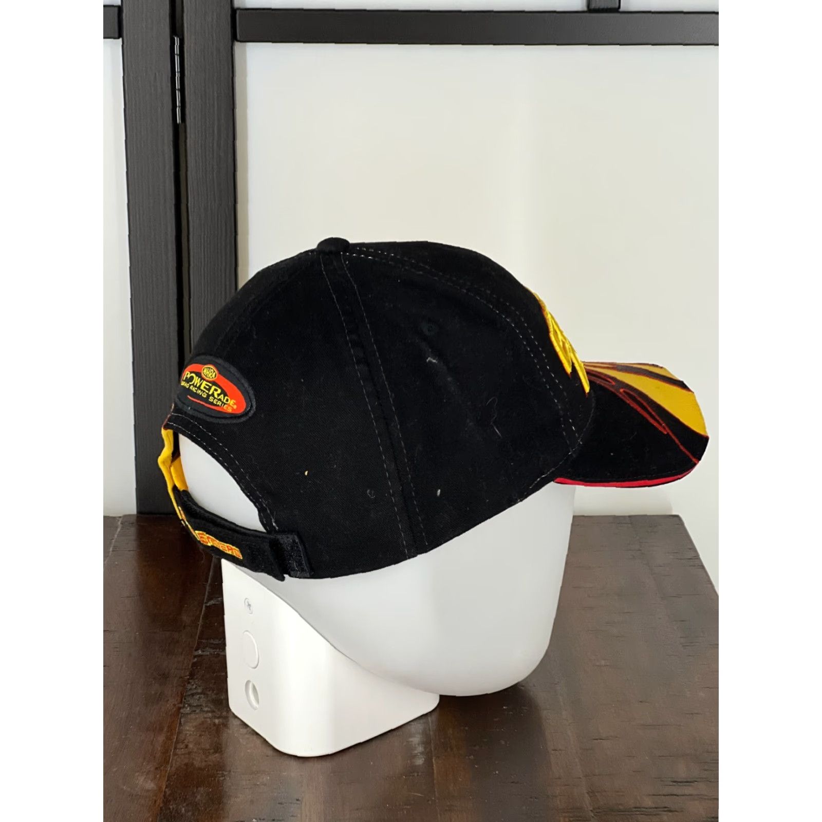 Vintage Main Gate Erica Enders Hat Cap Strap Back Adult One Size Black Yellow Flame NHRA Drag Race Size ONE SIZE - 5 Thumbnail