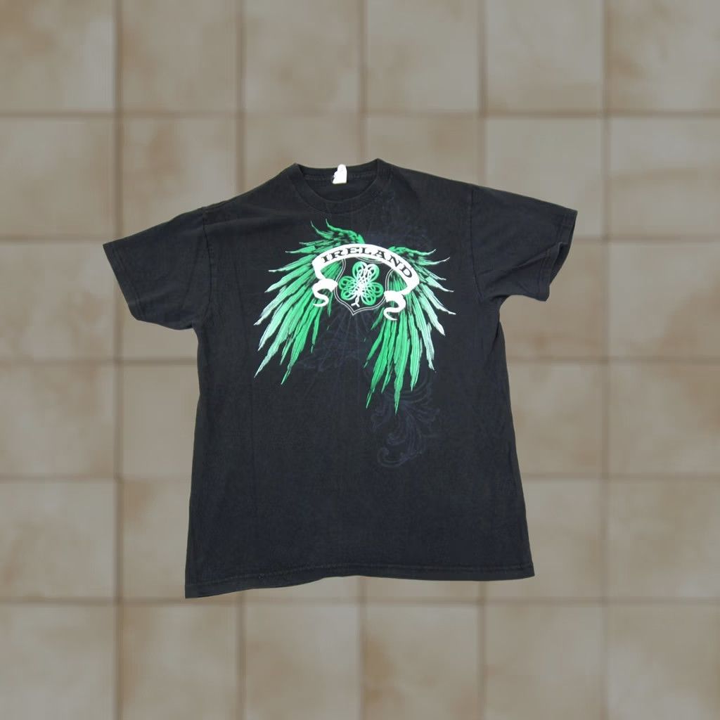 Delta Vintage Ireland Shirt Delta Men T-Shirt M Black Shamrock Wings Graphic 90s Logo Outdoor 90s Mens Size US M / EU 48-50 / 2 - 1 Thumbnail
