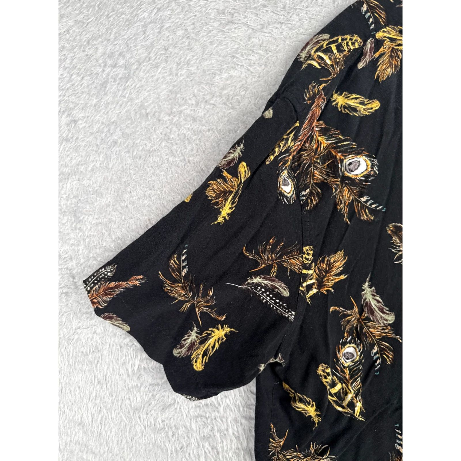 Vintage VINTAGE 185 Couture Shirt Men 1XL Black Floral Feathers AOP Hawaiian Button Cotton Read Size US XL / EU 56 / 4 - 3 Thumbnail