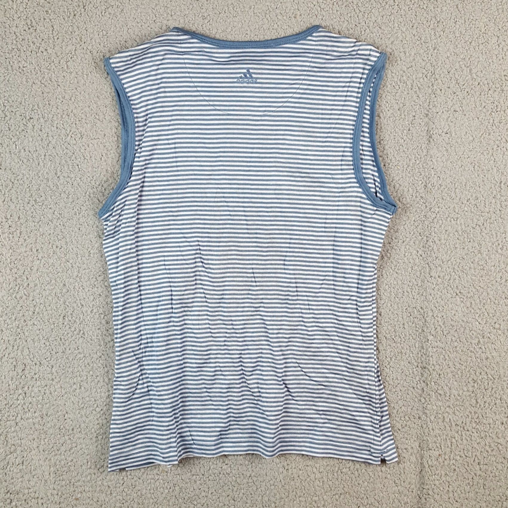 Adidas Adidas Blue Striped Tank Top Women's Large Athletic Gym Sports T Shirt Workout Size L / US 10 / IT 46 - 4 Thumbnail