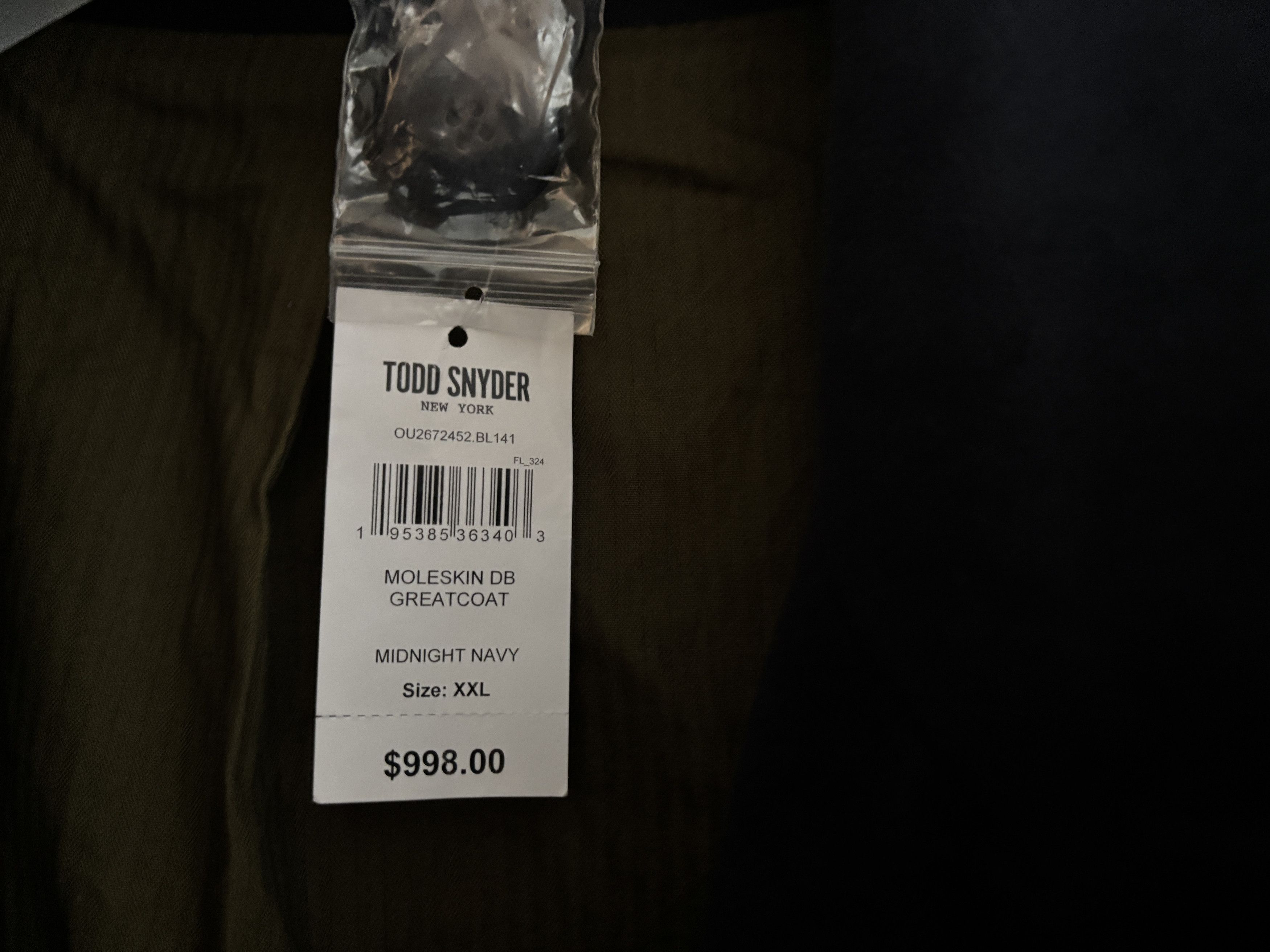 Todd Snyder USD$998 Double Breasted Moleskin Overcoat- Midnight Navy Size US XXL / EU 58 / 5 - 2 Thumbnail
